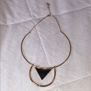 ZAD gold and black faux leather triangle chocker
